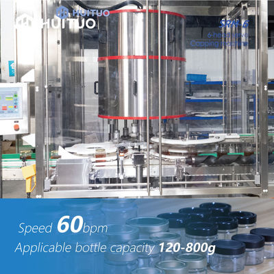 Servo Roterende het Afdekken van Honey Syrup Glass Jar Bottle Machine Automatische 6 Hoofd60bpm